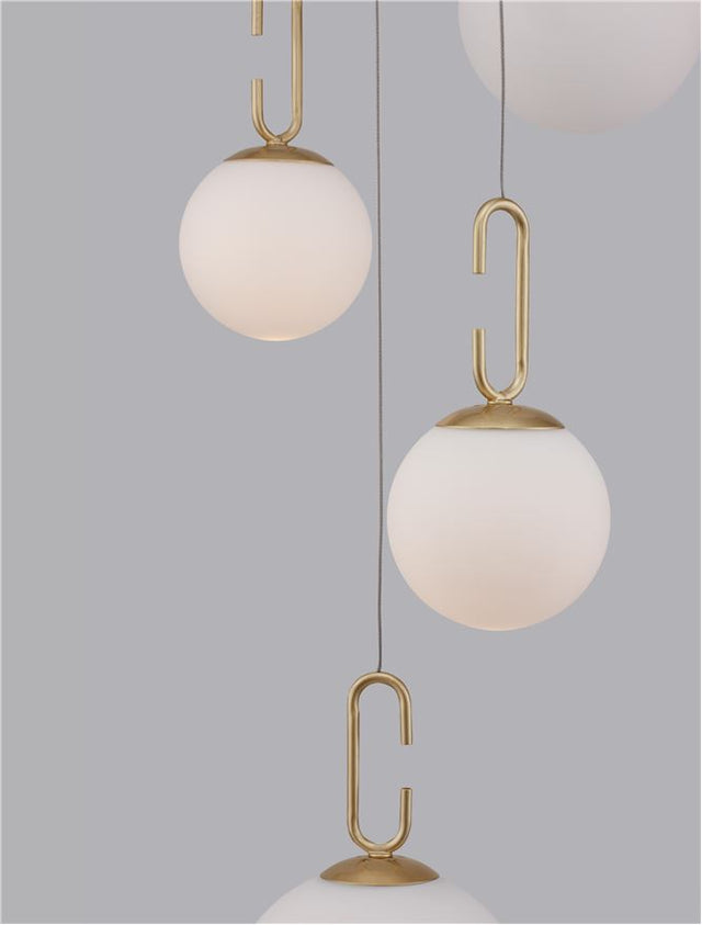 HOOK Triac Dimmable Satin Gold Metal & Opal White Glass LED 30 Watt 230 Volt 3142Lm 3000K IP20 D: 42 H: 180 cm Adjustable Height