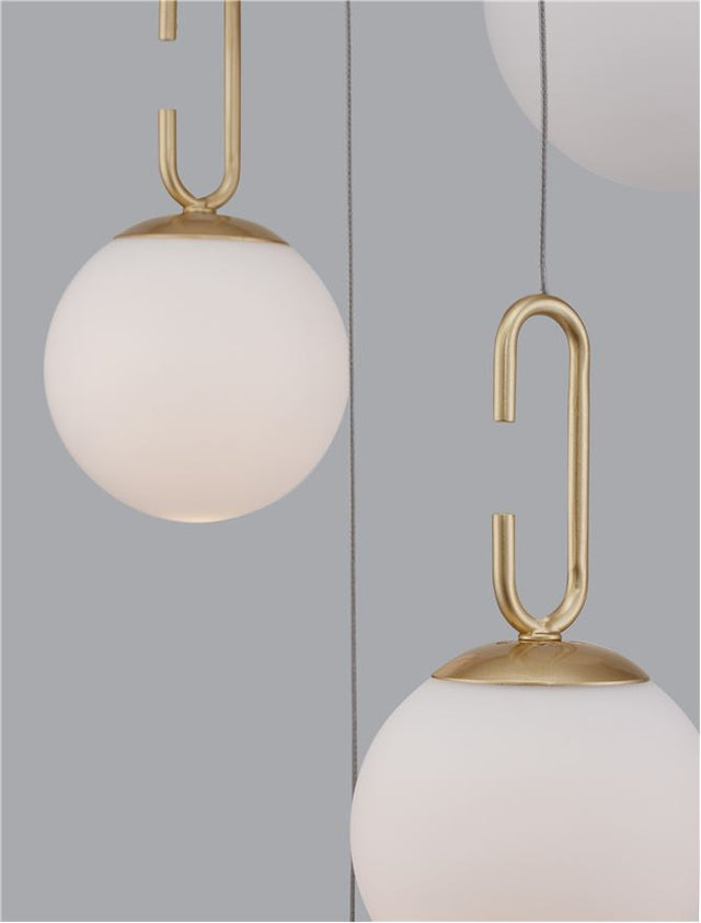 HOOK Triac Dimmable Satin Gold Metal & Opal White Glass LED 30 Watt 230 Volt 3142Lm 3000K IP20 D: 42 H: 180 cm Adjustable Height