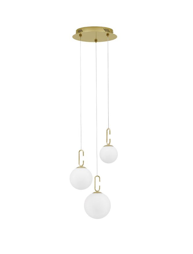 HOOK Satin Gold Metal & Opal White Glass LED 25.8 Watt 230 Volt 2521Lm 3000K IP20 D: 39 H: 180 cm Adjustable Height