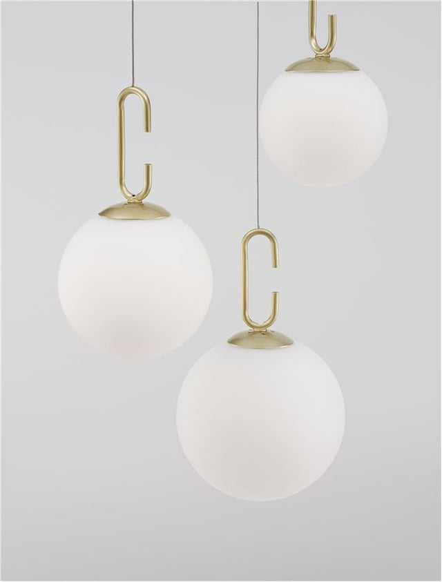 HOOK Satin Gold Metal & Opal White Glass LED 25.8 Watt 230 Volt 2521Lm 3000K IP20 D: 39 H: 180 cm Adjustable Height