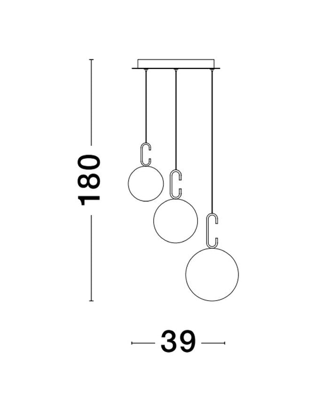 HOOK Satin Gold Metal & Opal White Glass LED 25.8 Watt 230 Volt 2521Lm 3000K IP20 D: 39 H: 180 cm Adjustable Height