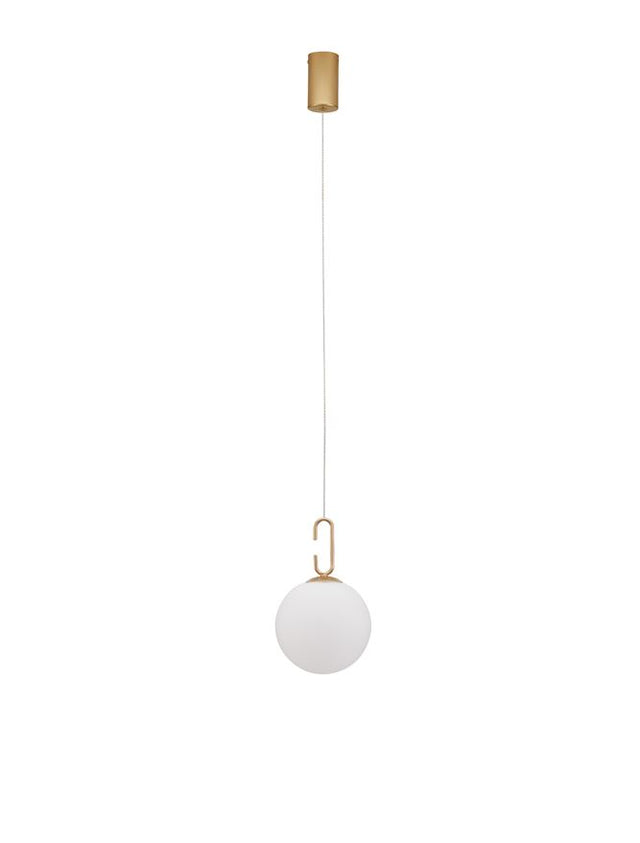 HOOK Satin Gold Metal & Opal White Glass LED 11 Watt 230 Volt 1061Lm 3000K IP20 D: 18 H: 120 cm Adjustable Height