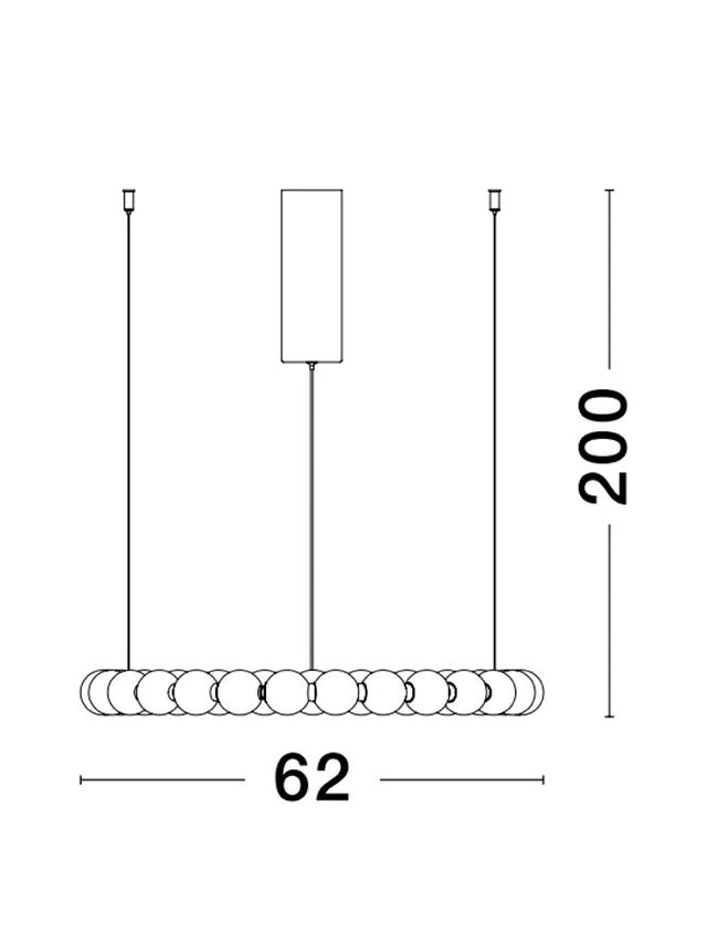 PERLA Triac Dimmable Gold Metal & Opal Glass LED 56 Watt 230 Volt 4732Lm 3000K IP20 D: 62 H: 200 cm Adjustable Height