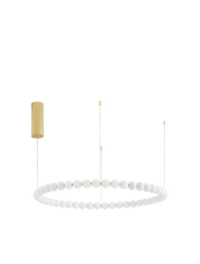 PERLA Triac Dimmable Gold Metal & Opal Glass LED 96 Watt 230 Volt 8076Lm 3000K IP20 Included Remote Control D: 104 H: 200 cm Adjustable Height Included Remote control