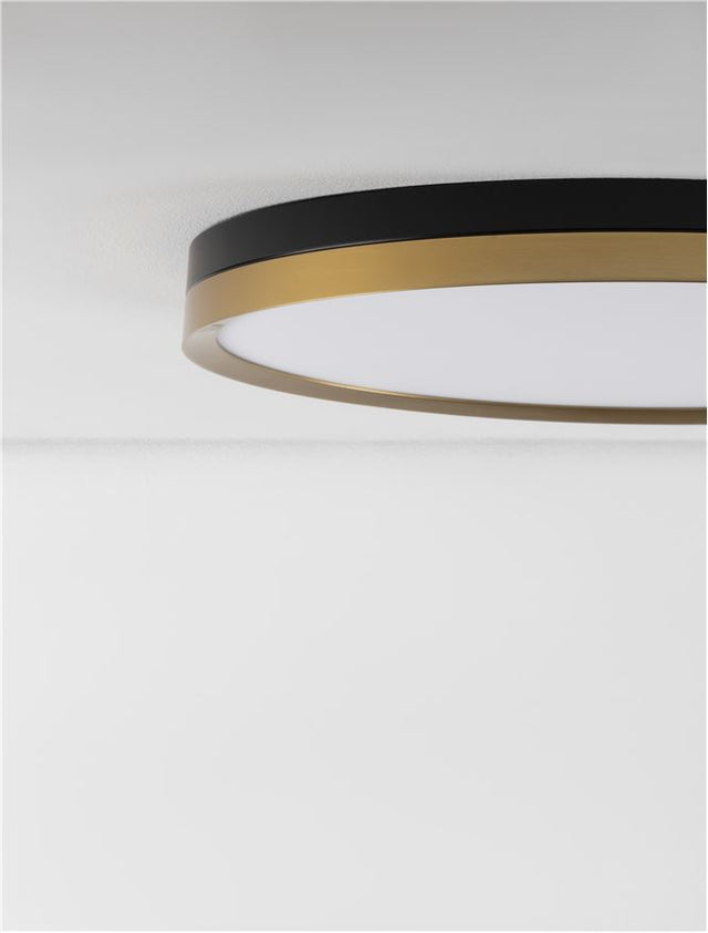 CANTRIA Black & Brass Gold Metal & Acrylic LED 38 Watt 230 Volt 2198Lm 3000K IP20 D: 50 H: 5 cm