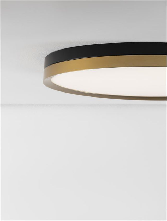 CANTRIA Black & Brass Gold Metal & Acrylic LED 38 Watt 230 Volt 2198Lm 3000K IP20 D: 50 H: 5 cm