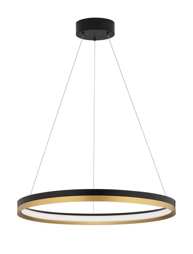 CANTRIA Triac Dimmable Black & Brass Gold Metal & Acrylic LED 33 Watt 230 Volt 4580Lm 3000K IP20 D: 60 H: 150 cm Adjustable Height