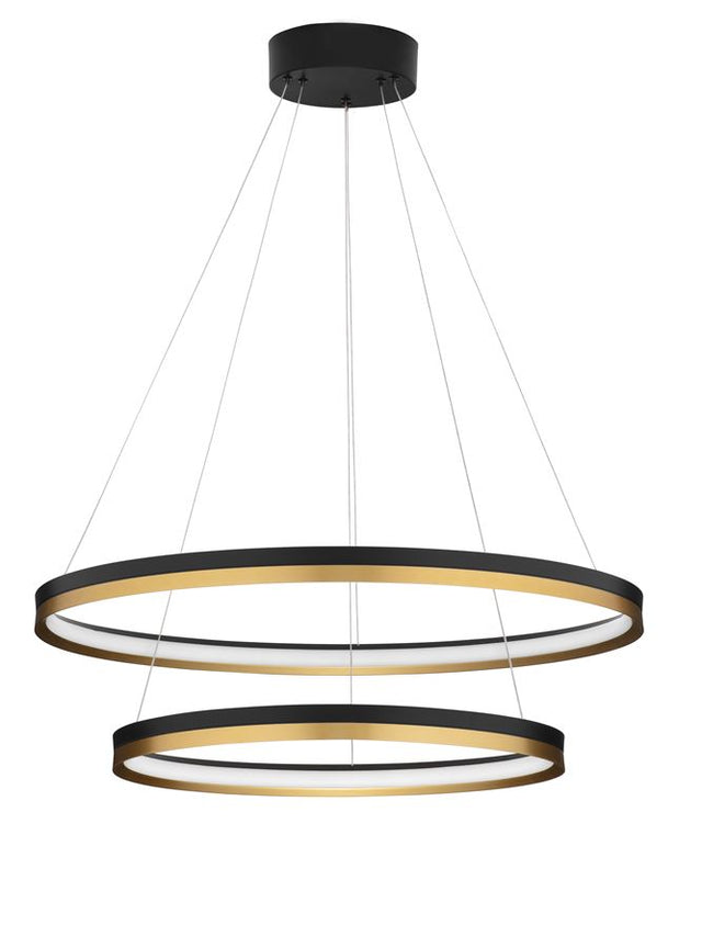 CANTRIA Triac Dimmable Black & Brass Gold Metal & Acrylic LED 98 Watt 230 Volt 7643Lm 3000K IP20 D: 80 H: 150 cm Adjustable Height & Rotating