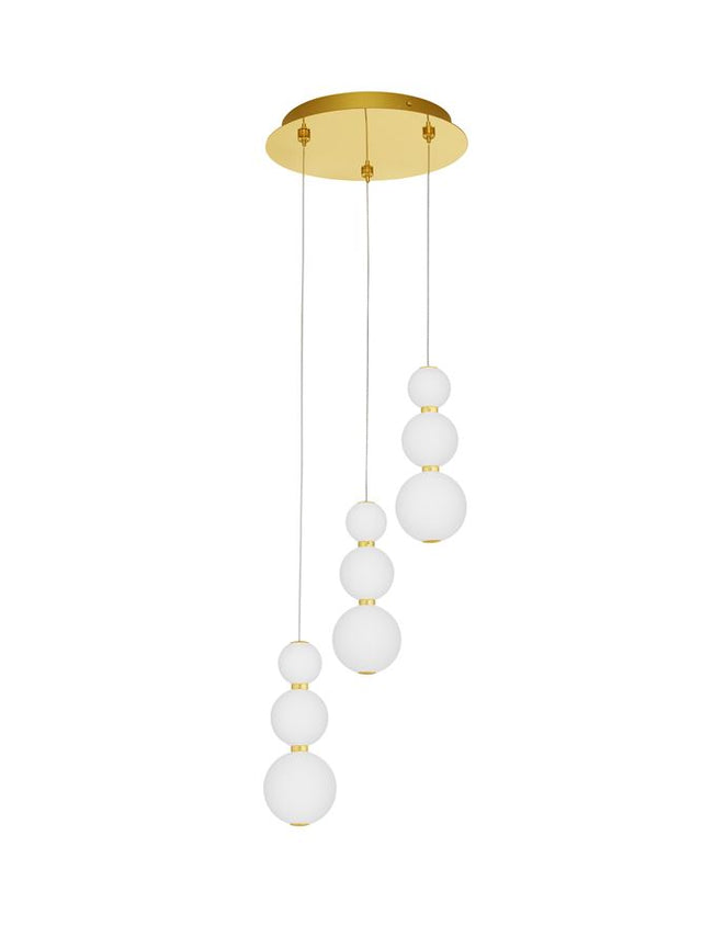 PERLA Triac Dimmable Gold Metal & Opal Glass LED 23 Watt 230 Volt 2281Lm 3000K IP20 D: 31 H: 150 cm Adjustable Height