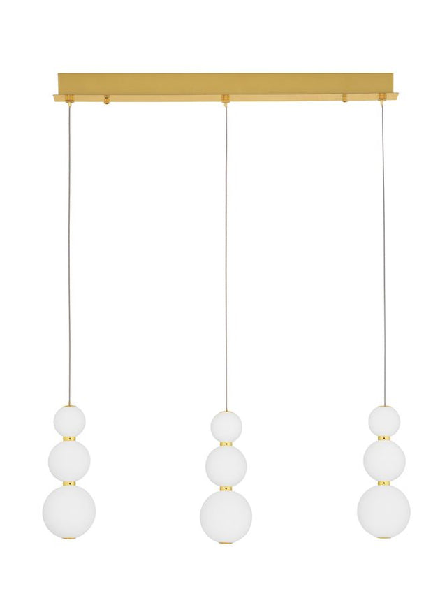 PERLA Triac Dimmable Gold Metal & Opal Glass LED 25 Watt 230 Volt 2265Lm 3000K IP20 L: 70 W: 10 H: 150 cm Adjustable Height