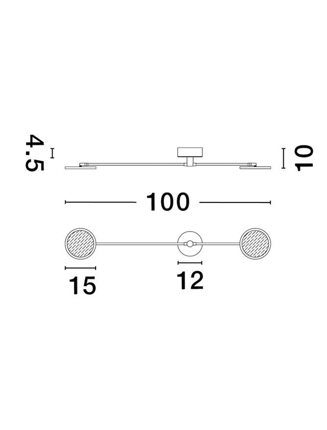 SCOPE Black & Gold Metal & Acrylic LED 19 Watt 230 Volt 2494Lm 3000K IP20 L: 100 W: 10 H: 120 cm Rotatable