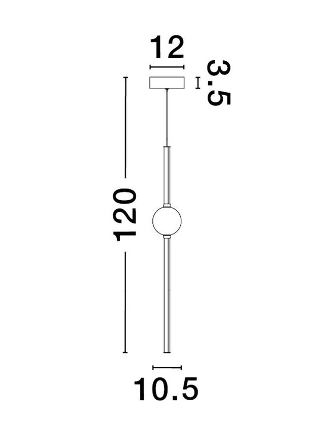 ACROBAT Black & Gold Aluminium Opal Glass LED 19 Watt 230 Volt 1131Lm 3000K IP20 D: 12 H: 120 cm Adjustable Height