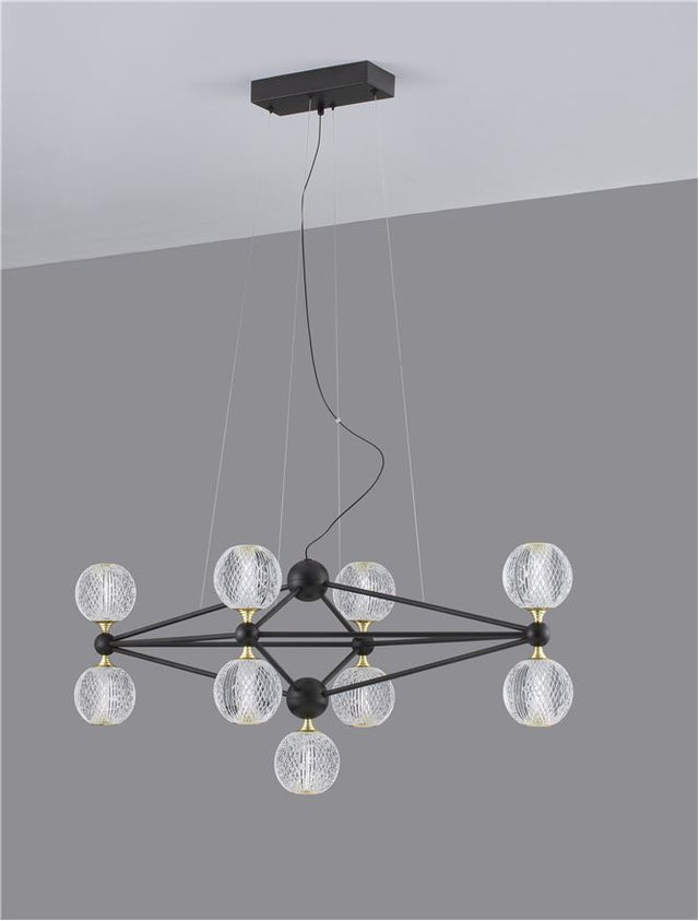 BELINDA Triac Dimmable Black Aluminium & Acrylic LED 42 Watt 230 Volt 2238Lm 3000K IP20 D: 83 W: 46 H: 120 cm Adjustable Height