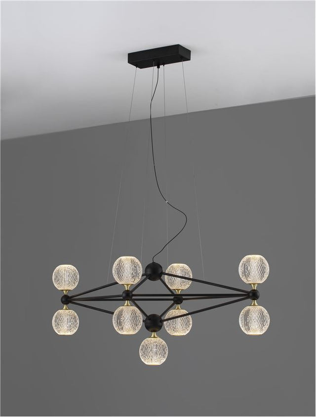 BELINDA Triac Dimmable Black Aluminium & Acrylic LED 42 Watt 230 Volt 2238Lm 3000K IP20 D: 83 W: 46 H: 120 cm Adjustable Height