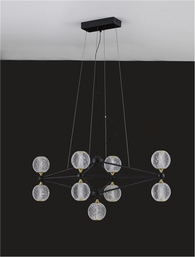 BELINDA Triac Dimmable Black Aluminium & Acrylic LED 42 Watt 230 Volt 2238Lm 3000K IP20 D: 83 W: 46 H: 120 cm Adjustable Height