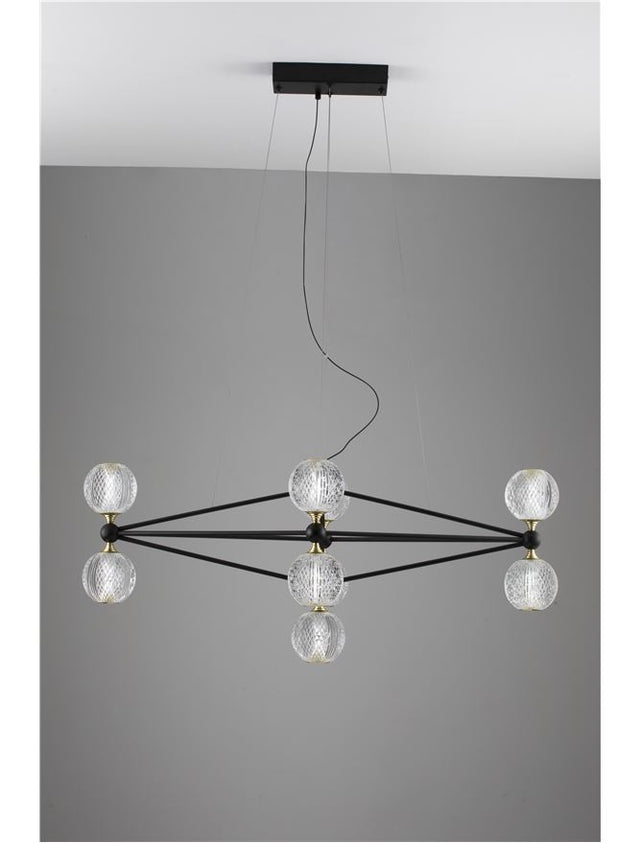 BELINDA Triac Dimmable Black Aluminium & Acrylic LED 42 Watt 230 Volt 2238Lm 3000K IP20 D: 83 W: 46 H: 120 cm Adjustable Height