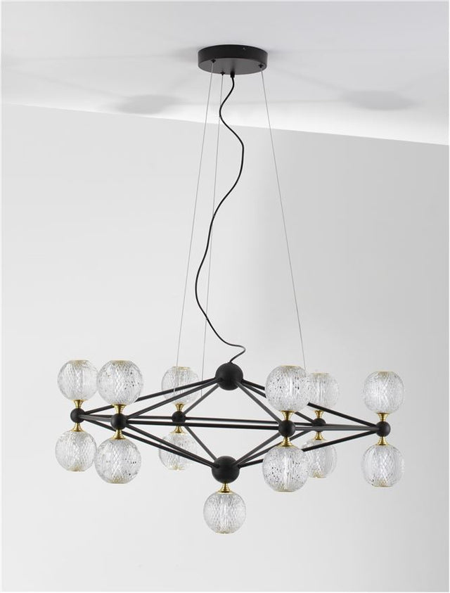 BELINDA Triac Dimmable Black Aluminium & Acrylic LED 53 Watt 230 Volt 2984Lm 3000K IP20 D: 89 H: 120 cm Adjustable Height