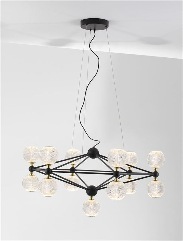 BELINDA Triac Dimmable Black Aluminium & Acrylic LED 53 Watt 230 Volt 2984Lm 3000K IP20 D: 89 H: 120 cm Adjustable Height