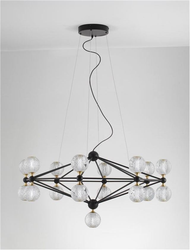 BELINDA Triac Dimmable Black Aluminium & Acrylic LED 78 Watt 230 Volt 4492Lm 3000K IP20 D: 105 H: 120 cm Adjustable Height