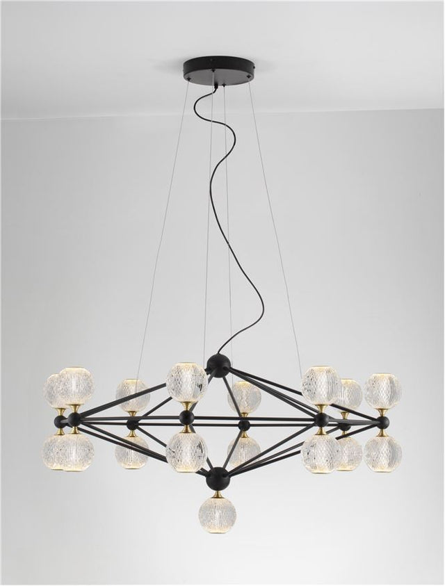 BELINDA Triac Dimmable Black Aluminium & Acrylic LED 78 Watt 230 Volt 4492Lm 3000K IP20 D: 105 H: 120 cm Adjustable Height