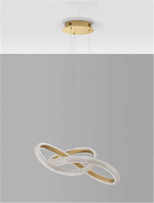 MEDORA Traic Dimmable Brass Gold Aluminiun & Acrylic LED 41.5 Watt 230 Volt 3600Lm 3000K IP20 D: 52.5 H: 120 cm Adjustable height