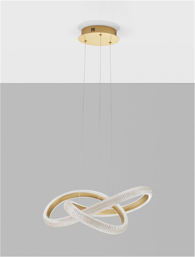 MEDORA Traic Dimmable Brass Gold Aluminiun & Acrylic LED 41.5 Watt 230 Volt 3600Lm 3000K IP20 D: 52.5 H: 120 cm Adjustable height