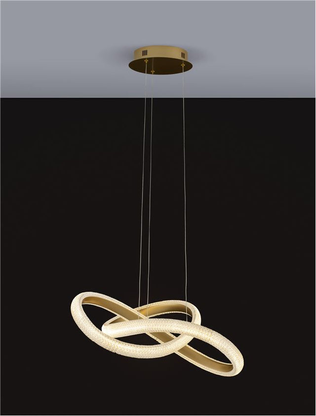 MEDORA Traic Dimmable Brass Gold Aluminiun & Acrylic LED 41.5 Watt 230 Volt 3600Lm 3000K IP20 D: 52.5 H: 120 cm Adjustable height