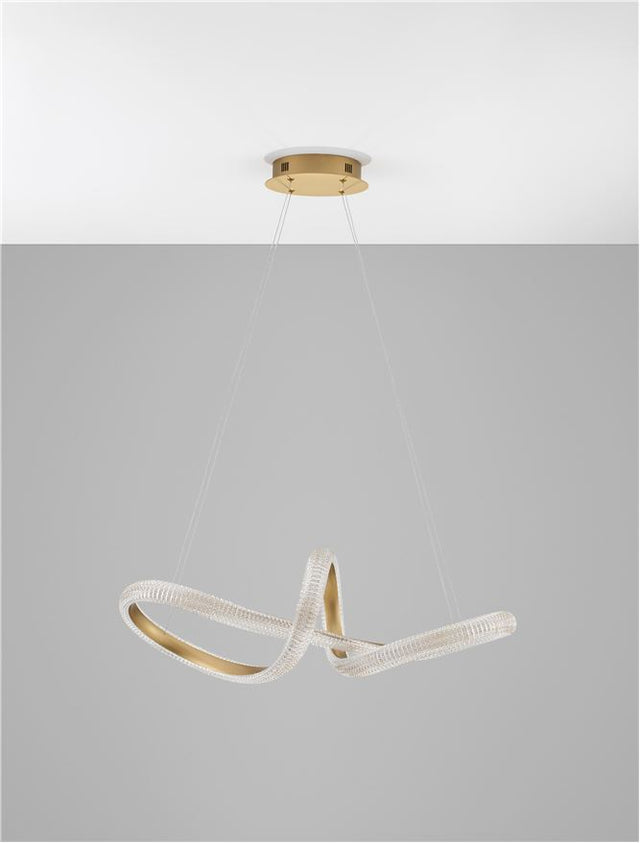 MEDORA Traic Dimmable Brass Gold Aluminiun & Acrylic LED 42 Watt 230 Volt 3400Lm 3000K IP20 D: 75.5 H: 120 cm Adjustable height