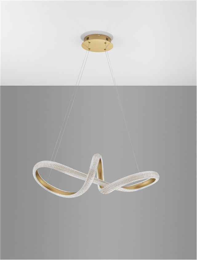 MEDORA Traic Dimmable Brass Gold Aluminiun & Acrylic LED 42 Watt 230 Volt 3400Lm 3000K IP20 D: 75.5 H: 120 cm Adjustable height