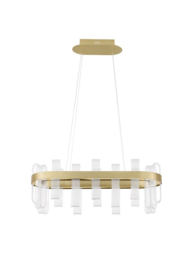 ARGO Triac Dimmable Brass Gold Metal & Acrylic LED 82 Watt 220-240 Volt 3133Lm 3000K IP20 L: 80 W: 30 H: 120 cm Adjustable Height