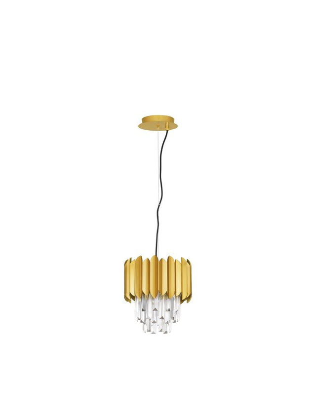 MAGNOLIA Gold Aluminum & Crystal LED E14 1x5 Watt 230 Volt IP20 Bulb Excluded D: 25 H: 120 cm Adjustable Height