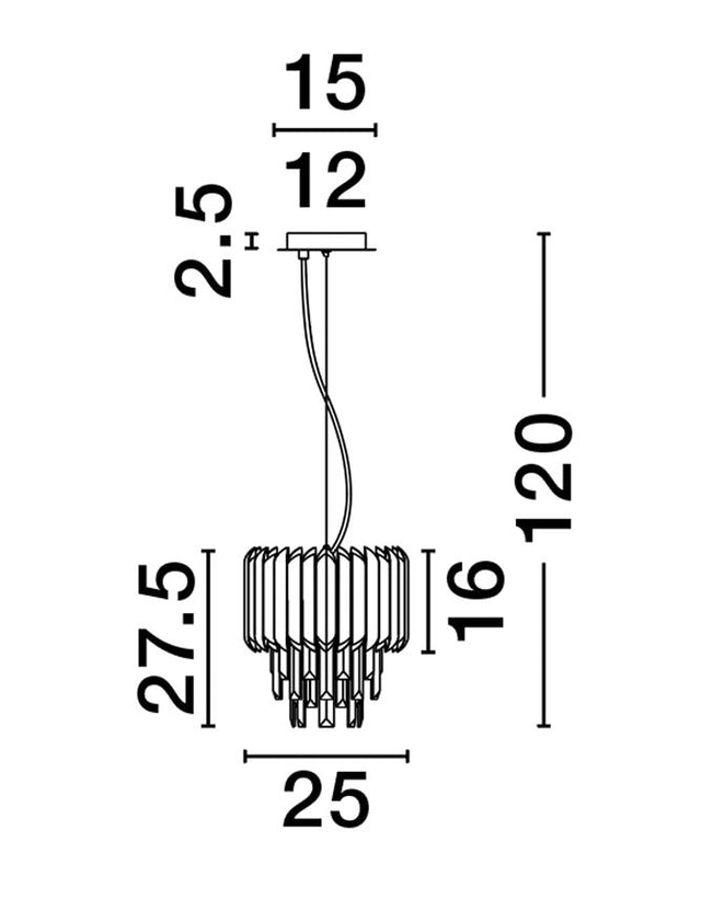 MAGNOLIA Gold Aluminum & Crystal LED E14 1x5 Watt 230 Volt IP20 Bulb Excluded D: 25 H: 120 cm Adjustable Height