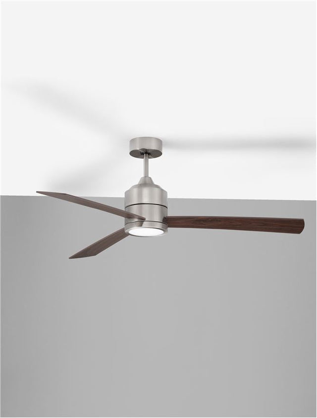 AXEL Fan Stainless Aluminium Teak & Walnut Plywood D: 137.1 cm H: 38.2 cm 6 Speed Remote