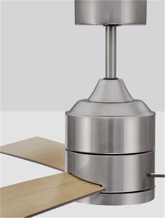 AXEL Fan Stainless Aluminium Teak & Walnut Plywood D: 137.1 cm H: 38.2 cm 6 Speed Remote