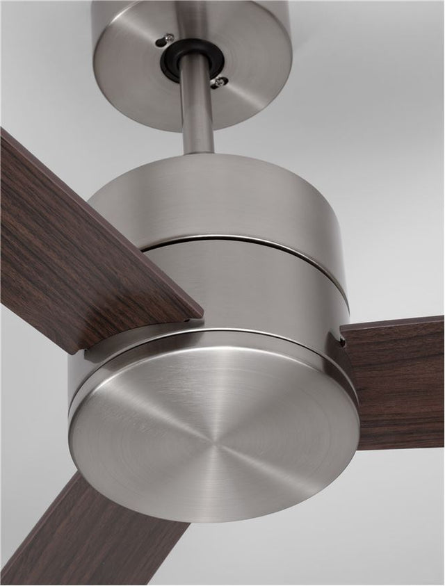 AXEL Fan Stainless Aluminium Teak & Walnut Plywood D: 137.1 cm H: 38.2 cm 6 Speed Remote