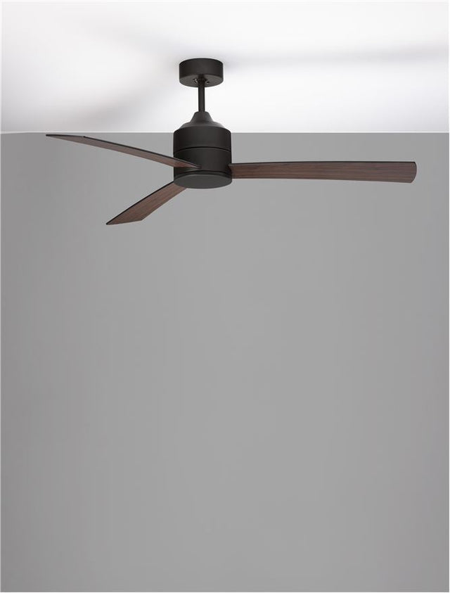 AXEL Fan Black Aluminium Black & Walnut Plywood D: 137.1 cm H: 38.2 cm 6 Speed Remote