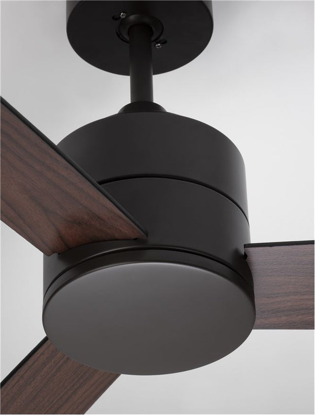 AXEL Fan Black Aluminium Black & Walnut Plywood D: 137.1 cm H: 38.2 cm 6 Speed Remote