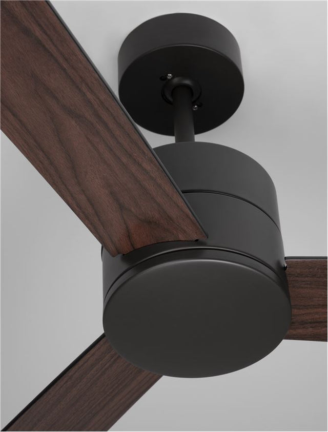 AXEL Fan Black Aluminium Black & Walnut Plywood D: 137.1 cm H: 38.2 cm 6 Speed Remote