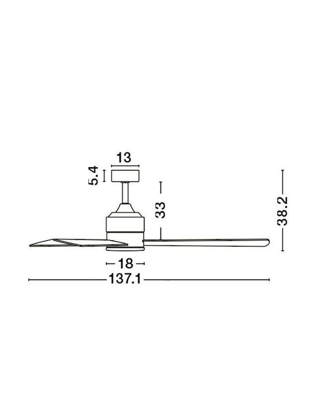 AXEL Fan Black Aluminium Black & Walnut Plywood D: 137.1 cm H: 38.2 cm 6 Speed Remote