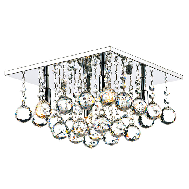 Abacus 4 Light Flush Polished Chrome Crystal