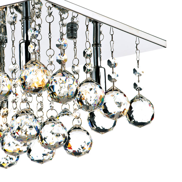 Abacus 4 Light Flush Polished Chrome Crystal