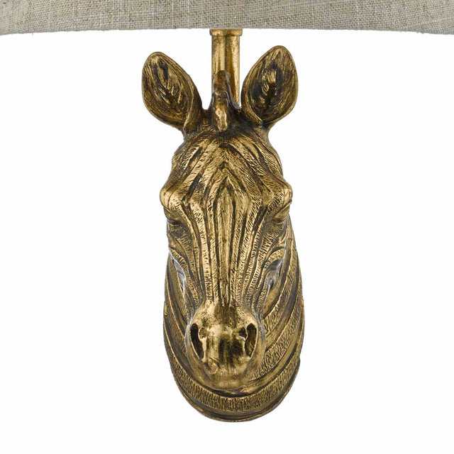 Abby Zebra Wall Light Gold with Natural Linen Shade