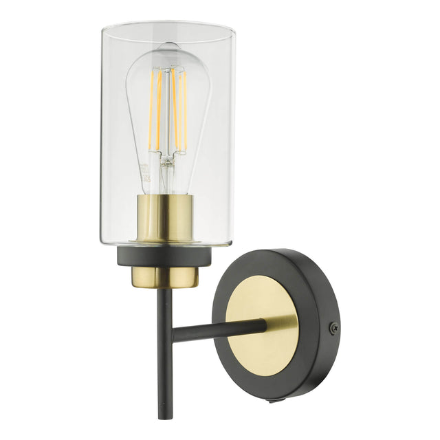 Abel Wall Light Satin Black & Gold with Glass Shades