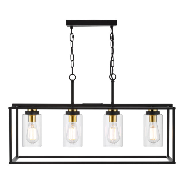 Abel 4 Light Bar Pendant Satin Black and Glass