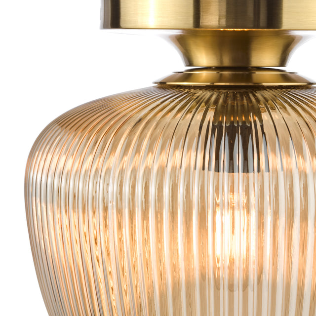 Abrielle Flush Brushed Bronze and Amber Ribbed Glass