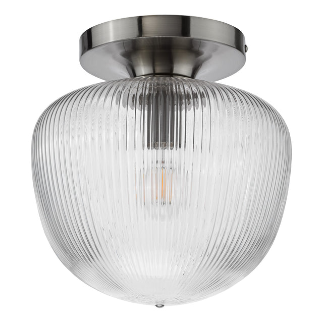 Abrielle Flush Polished Nickel and Ribbed Glass