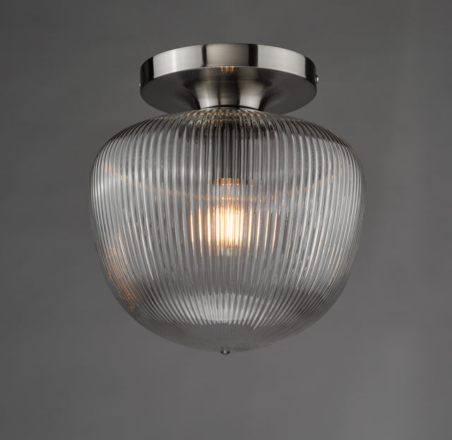 Abrielle Flush Polished Nickel and Ribbed Glass