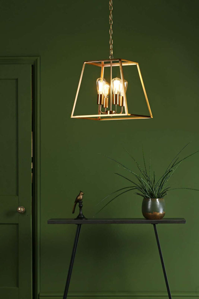 Academy 4 Light Lantern Natural Brass