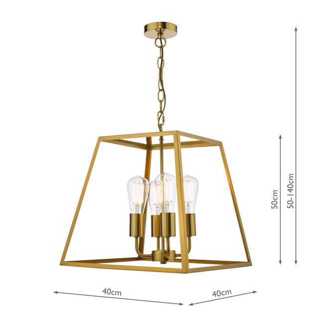 Academy 4 Light Lantern Natural Brass