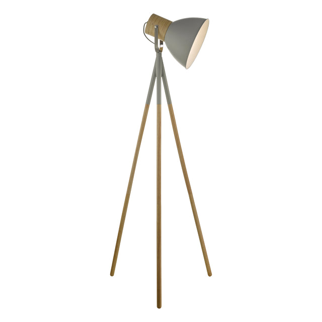 Adna Floor Lamp Grey & Natural Wood